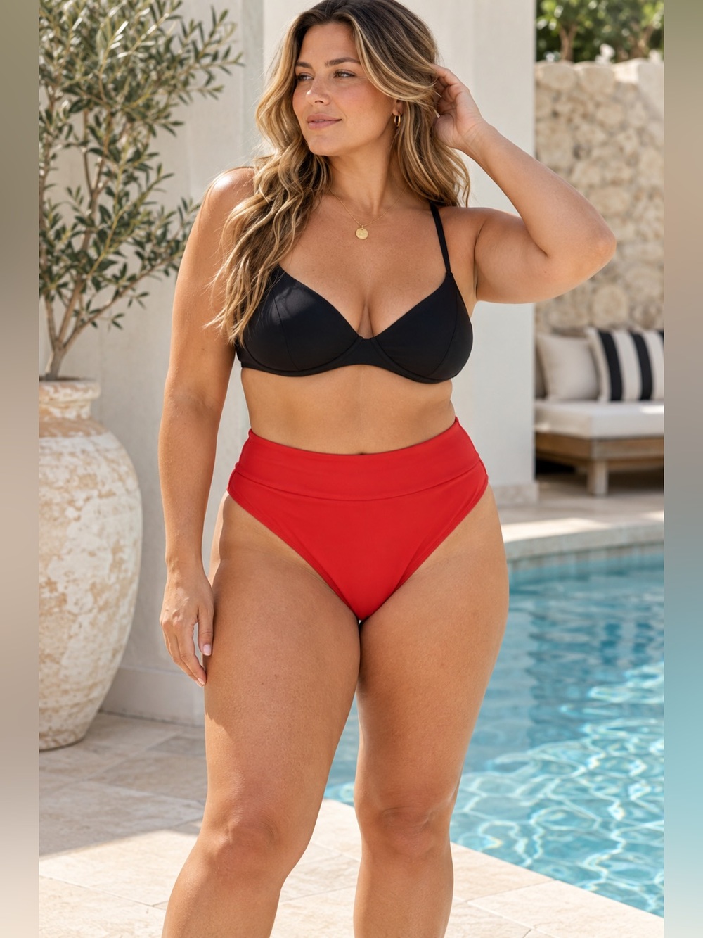 CALIA Fresh Red High Rise High Leg Bikini Bottom NWT XXL